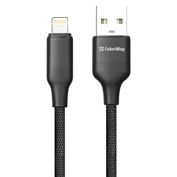 Фото - Кабель Colorway USB - Apple Lightning (TPE embossed) 3А 1м Black (CW-CBUL101-BK)